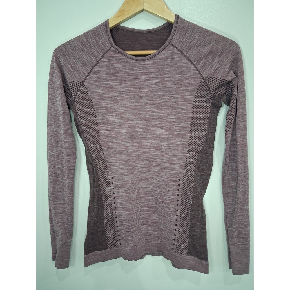 Sweaty Betty Athlete Seamless Long Sleeve Top Purple Heather Mesh Thumbhole S - Picture 2 of 6